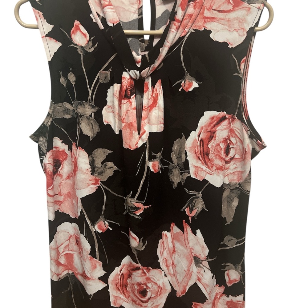 Floral Sleeveless Top - Black and Pink